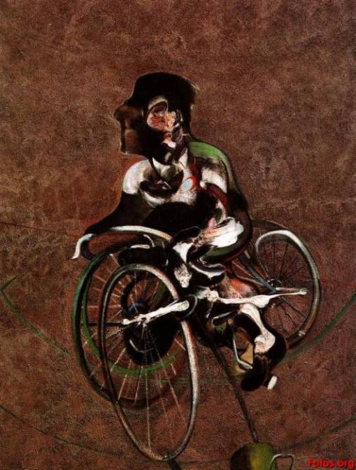 Retrato de Goerge Dyer manejando una bicicleta, 1966.